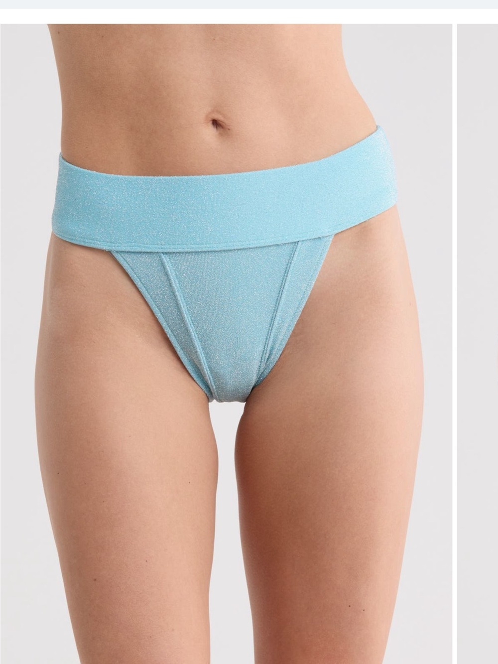 Free People Shimmery Light Blue High-Rise Bikini Bottom